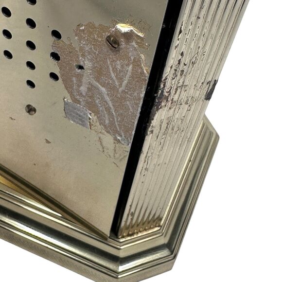 Vintage Bulova Floral Anniversary Mantle Carriage Clock Quartz B 2093 Gold Tone - Picture 12 of 12